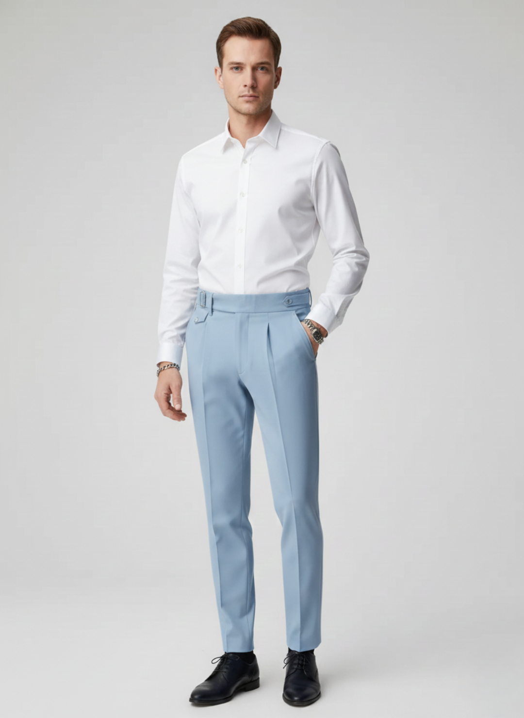 Lorenzo | Pleated Trousers | Adjustable Waistband | Tailored Fit