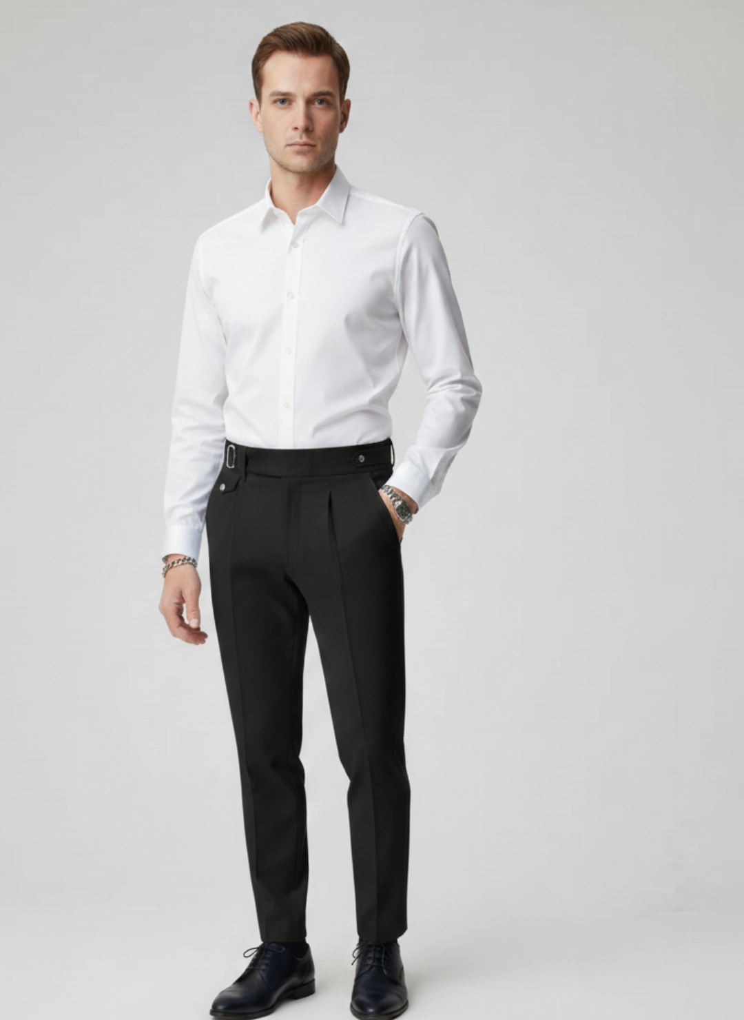 Lorenzo | Pleated Trousers | Adjustable Waistband | Tailored Fit