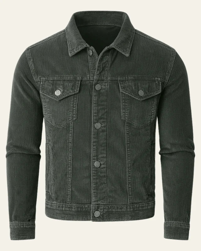 Men's Corduroy Trucker Jacket | Regular Fit Button-Front Layer 3