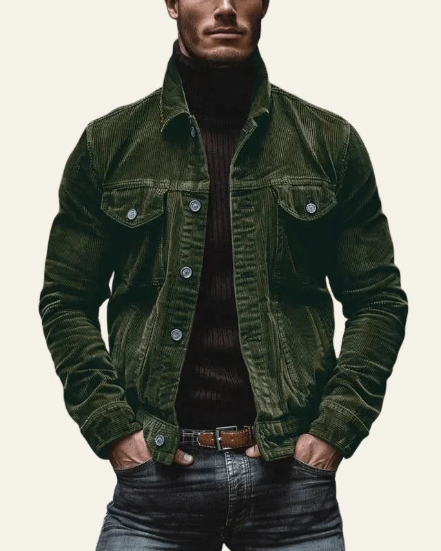 Men's Corduroy Trucker Jacket | Regular Fit Button-Front Layer 8