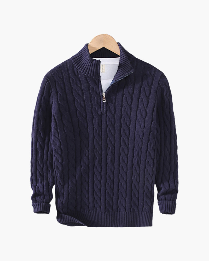 Men's Cotton Cable Knit Half-Zip Pullover Sweater 2