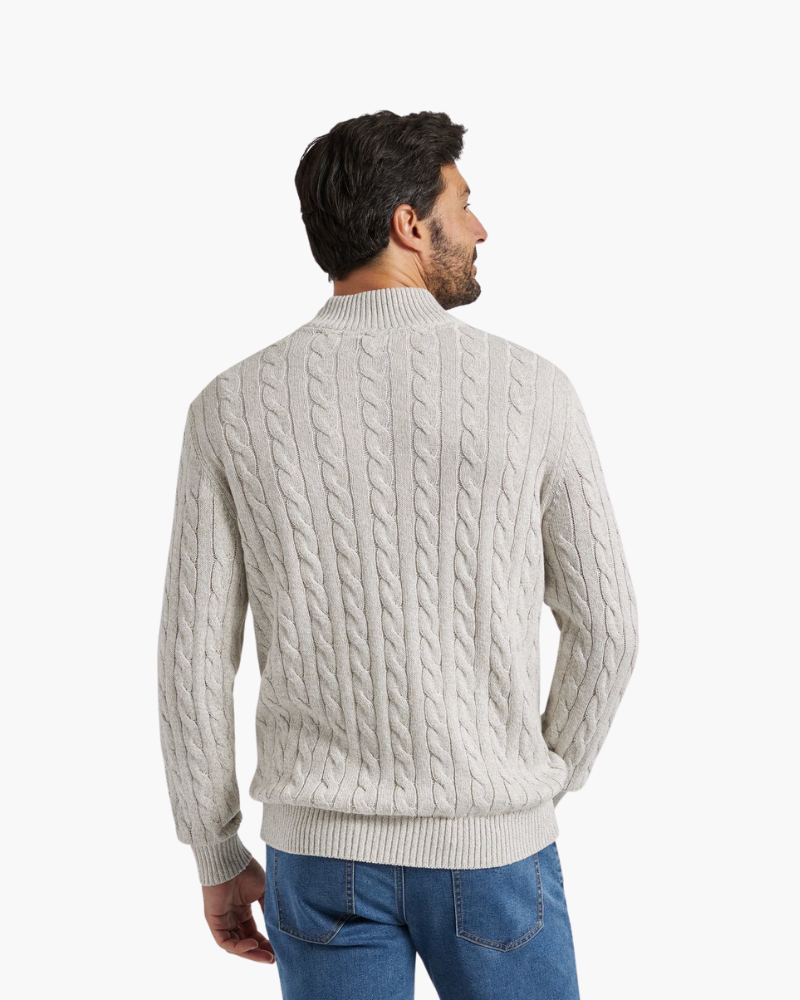 Men's Cotton Cable Knit Half-Zip Pullover Sweater 6