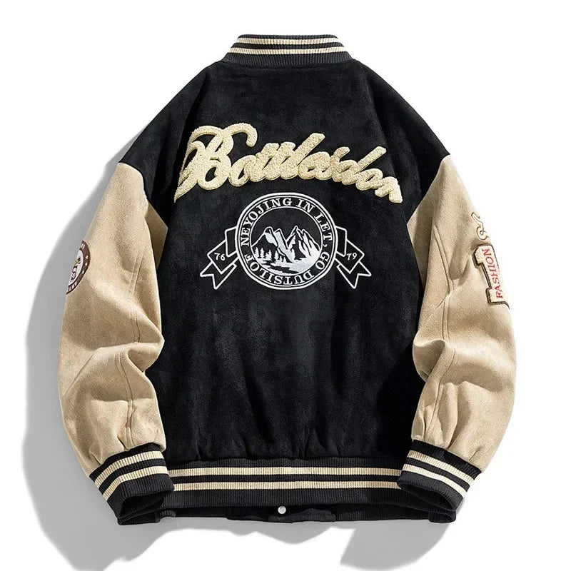Men's Embroidered Varsity Jacket | Relaxed Fit Streetwear Layer 3