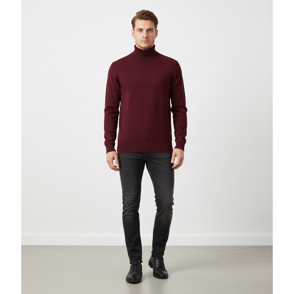 Men's Fine Knit Turtleneck Sweater | Lightweight Ribbed Fit 3