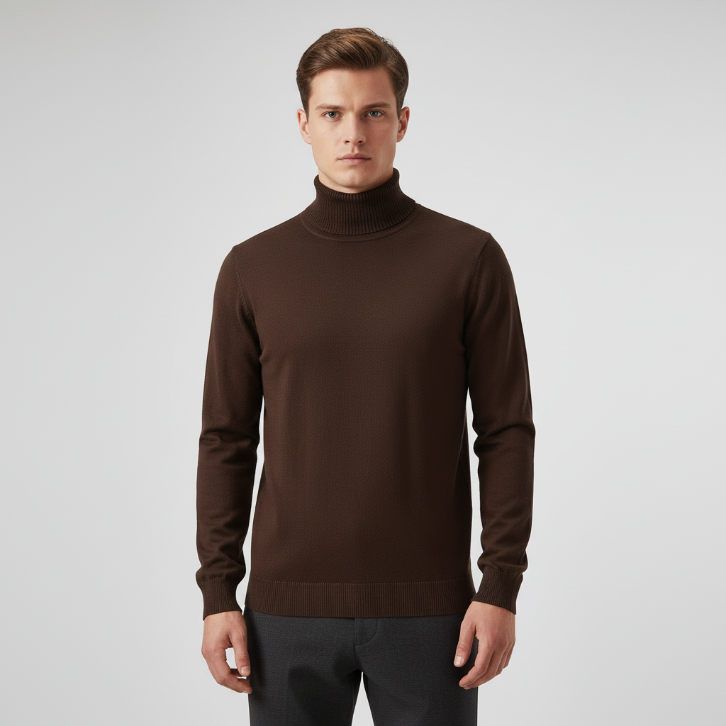 Men's Fine Knit Turtleneck Sweater | Ribbed Cuffs & Straight Fit 4