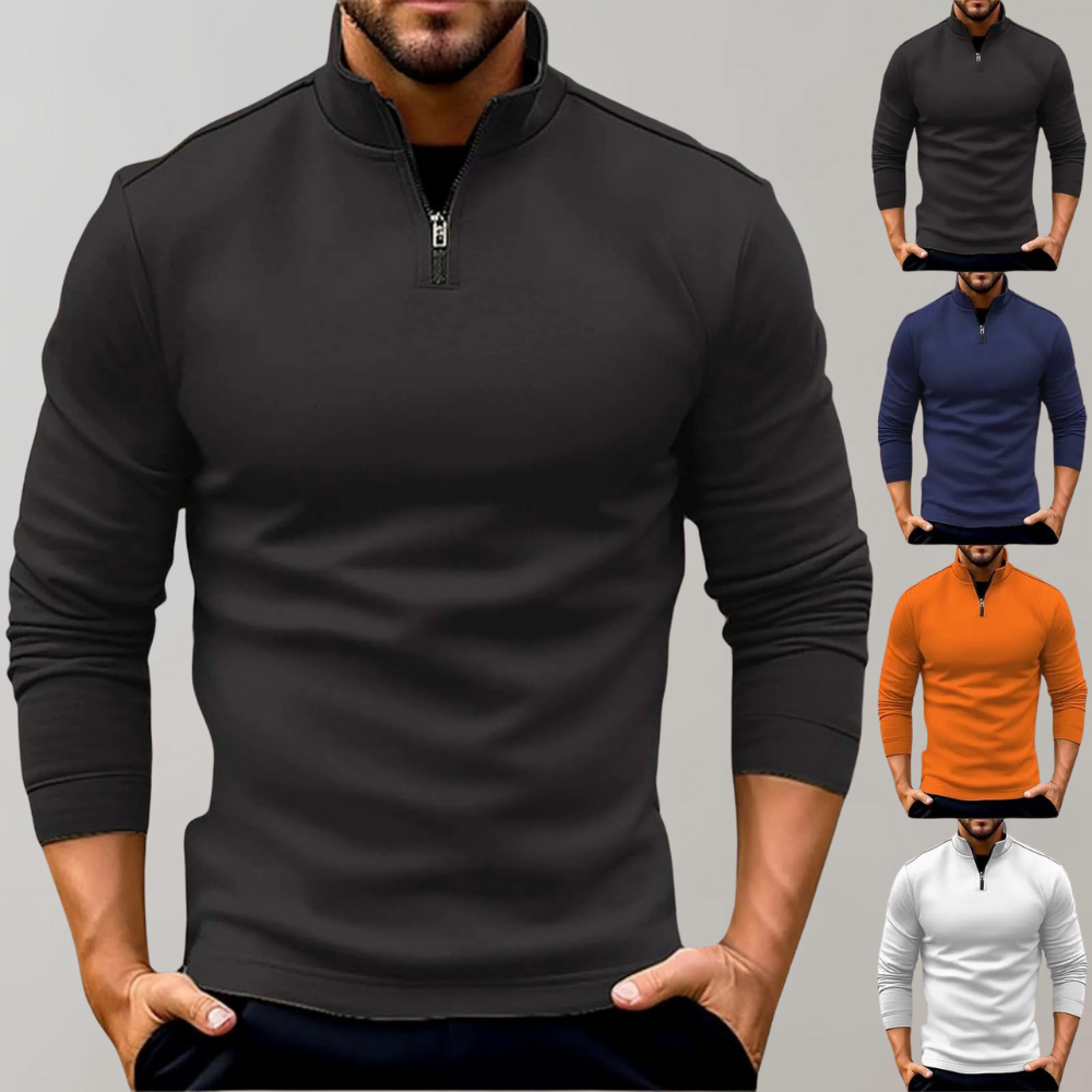 Men's Fitted Half-Zip Sweater | Lightweight Long Sleeve Knit 1
