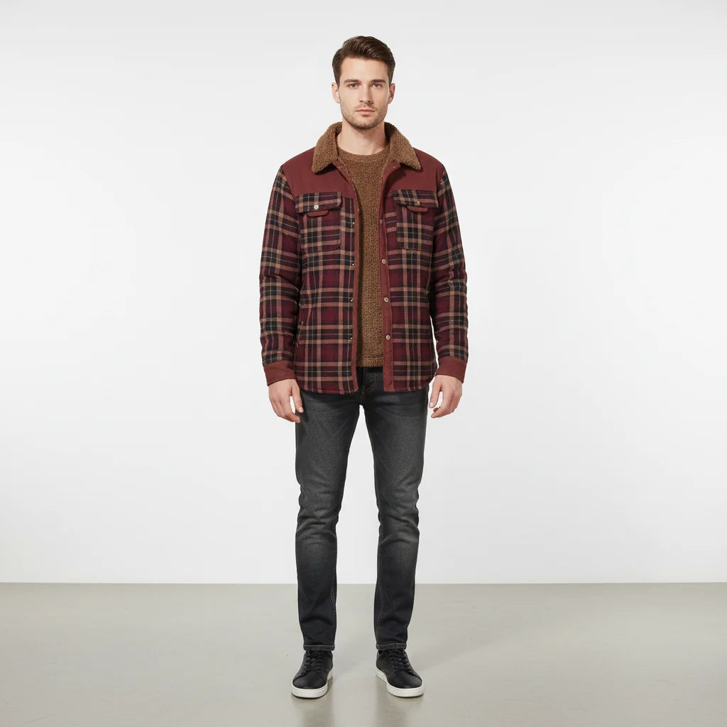 Men's Fleece-Lined Flannel Jacket | Warm Casual Layer 1
