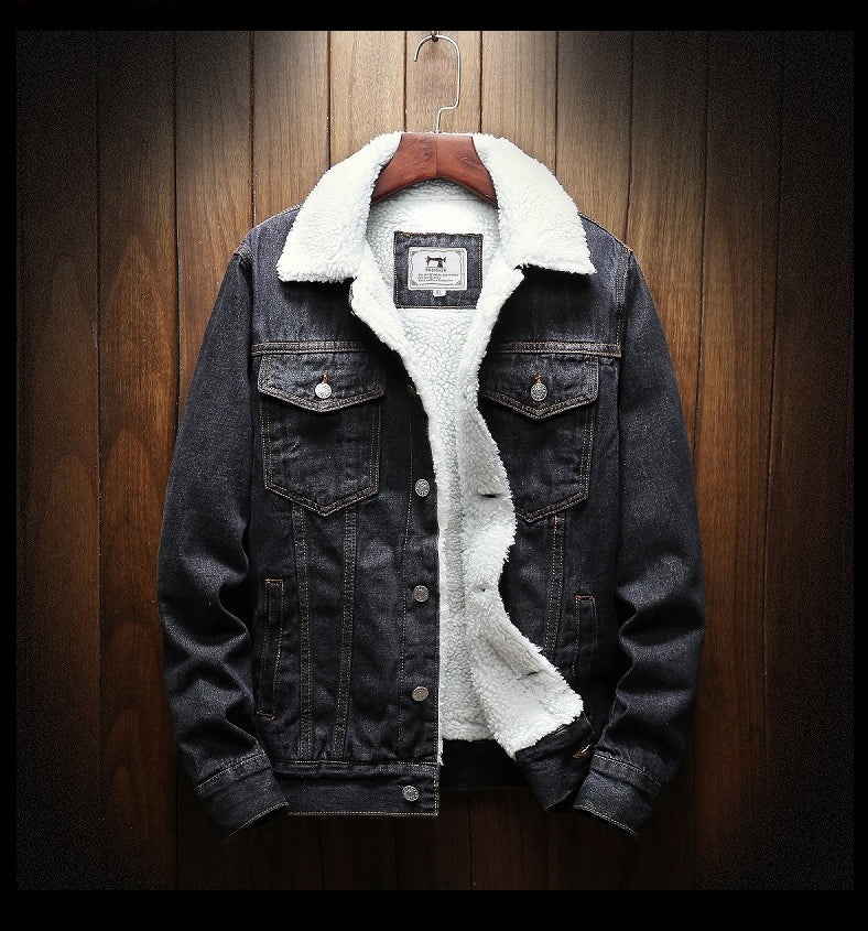 Men's Fur-Lined Denim Jacket | Button-Front Warm Layer 0