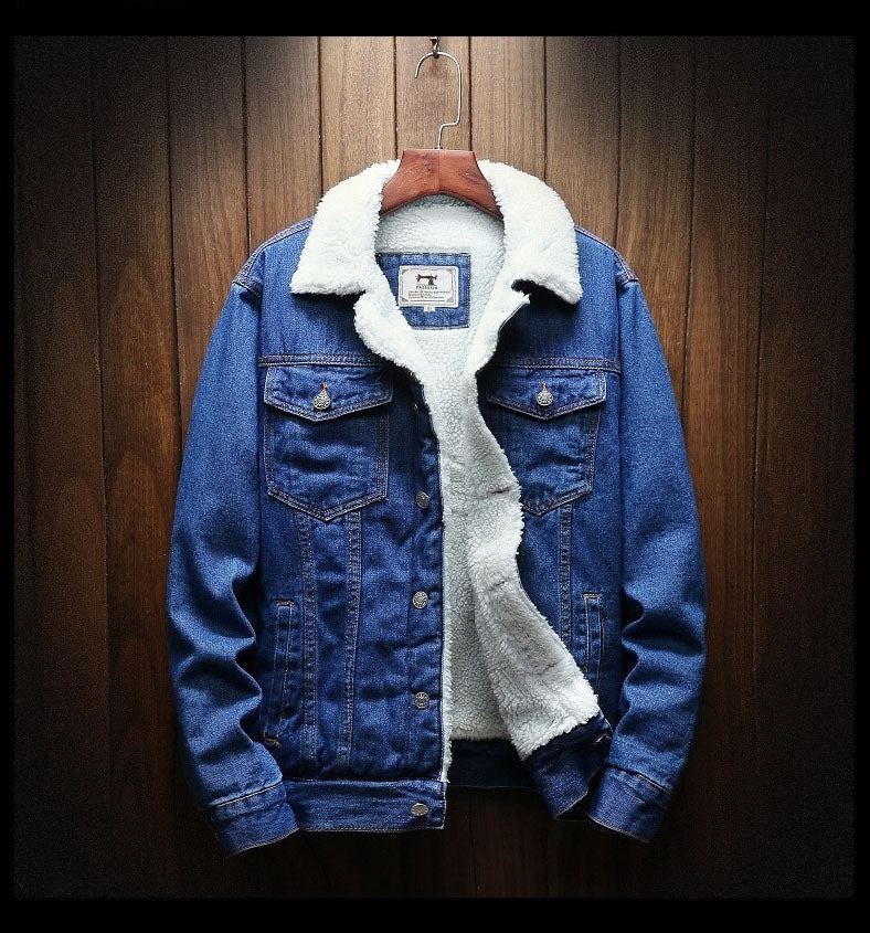 Men's Fur-Lined Denim Jacket | Button-Front Warm Layer 2