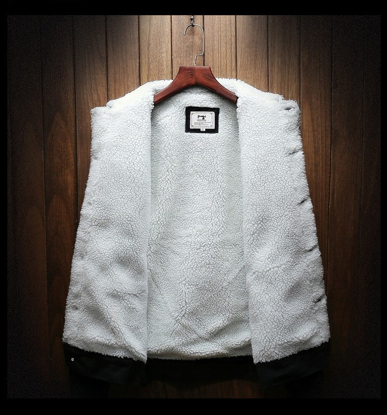 Men's Fur-Lined Denim Jacket | Button-Front Warm Layer 3