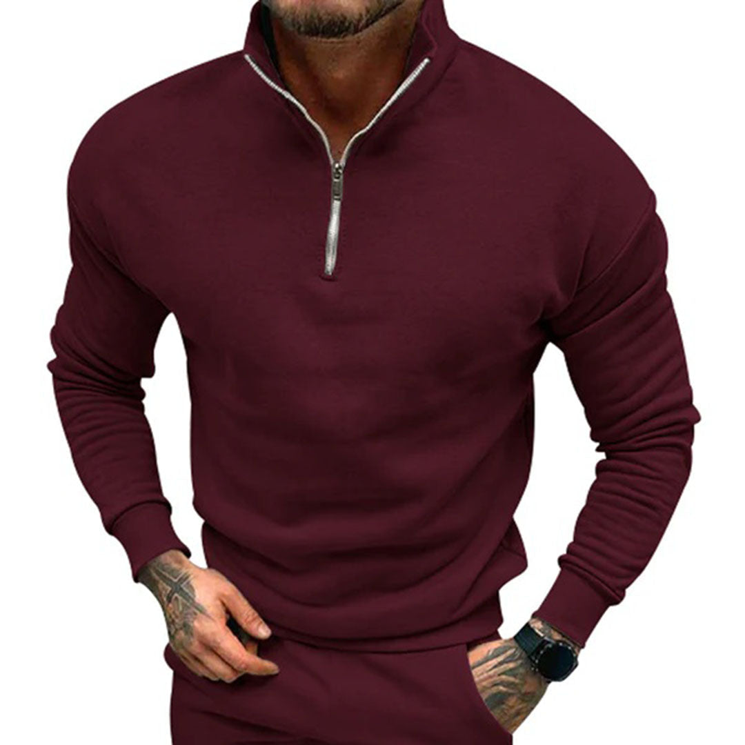 Men's Half-Zip Sweater with Stand-Up Collar | Streamlined Fit 11