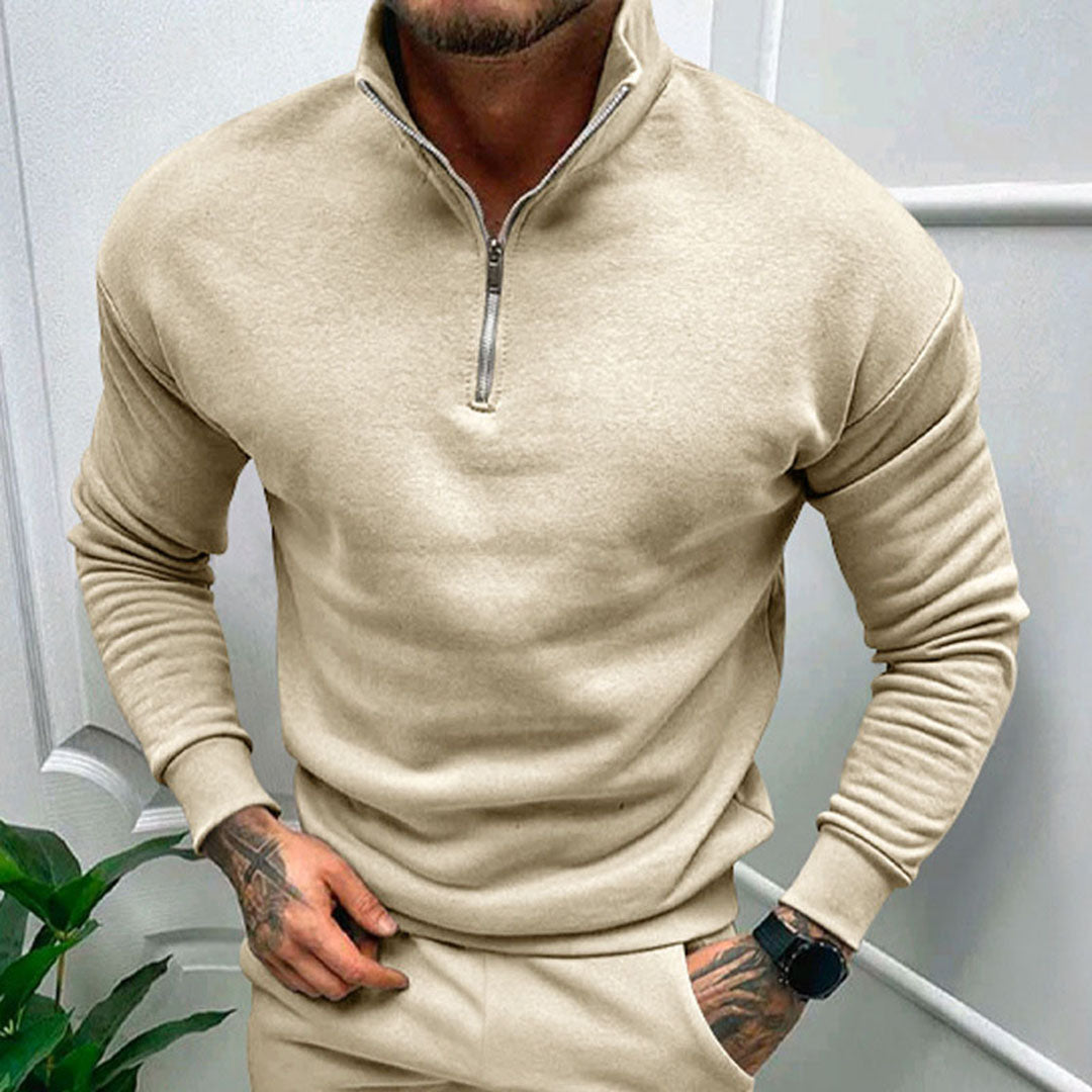 Men's Half-Zip Sweater with Stand-Up Collar | Streamlined Fit 5