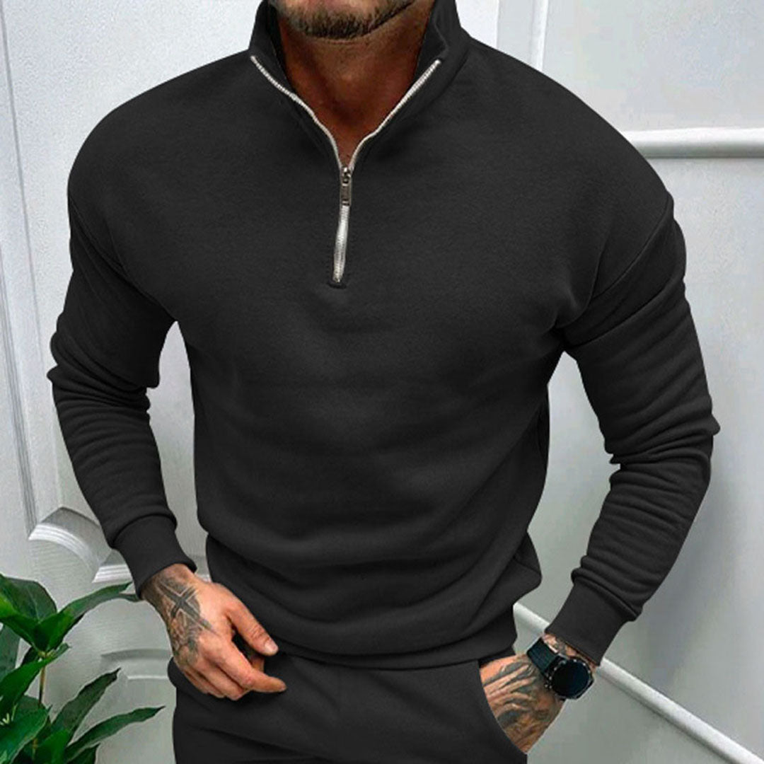 Men's Half-Zip Sweater with Stand-Up Collar | Streamlined Fit 6