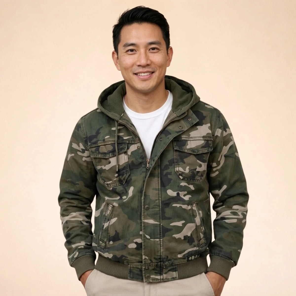 Men's Hooded Cargo Jacket | Relaxed Fit Utility Outerwear 4