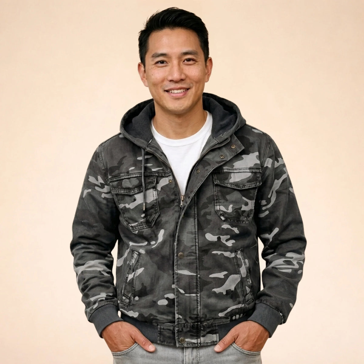Men's Hooded Cargo Jacket | Relaxed Fit Utility Outerwear 5