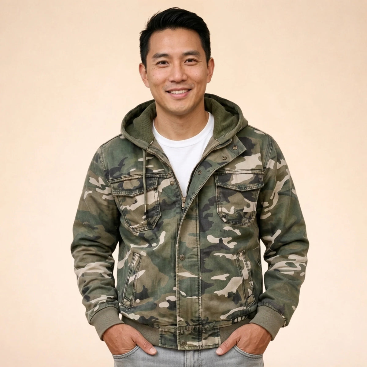 Men's Hooded Cargo Jacket | Relaxed Fit Utility Outerwear 6