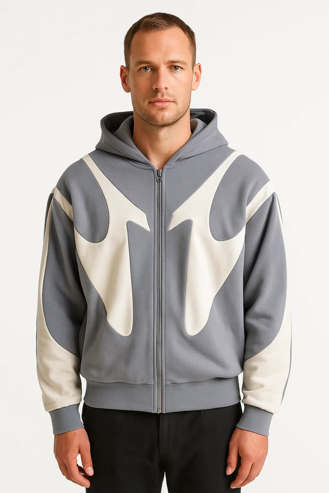 Men's Hoodie | Lightweight Zip Sweatshirt with Graphic Panel Details 1