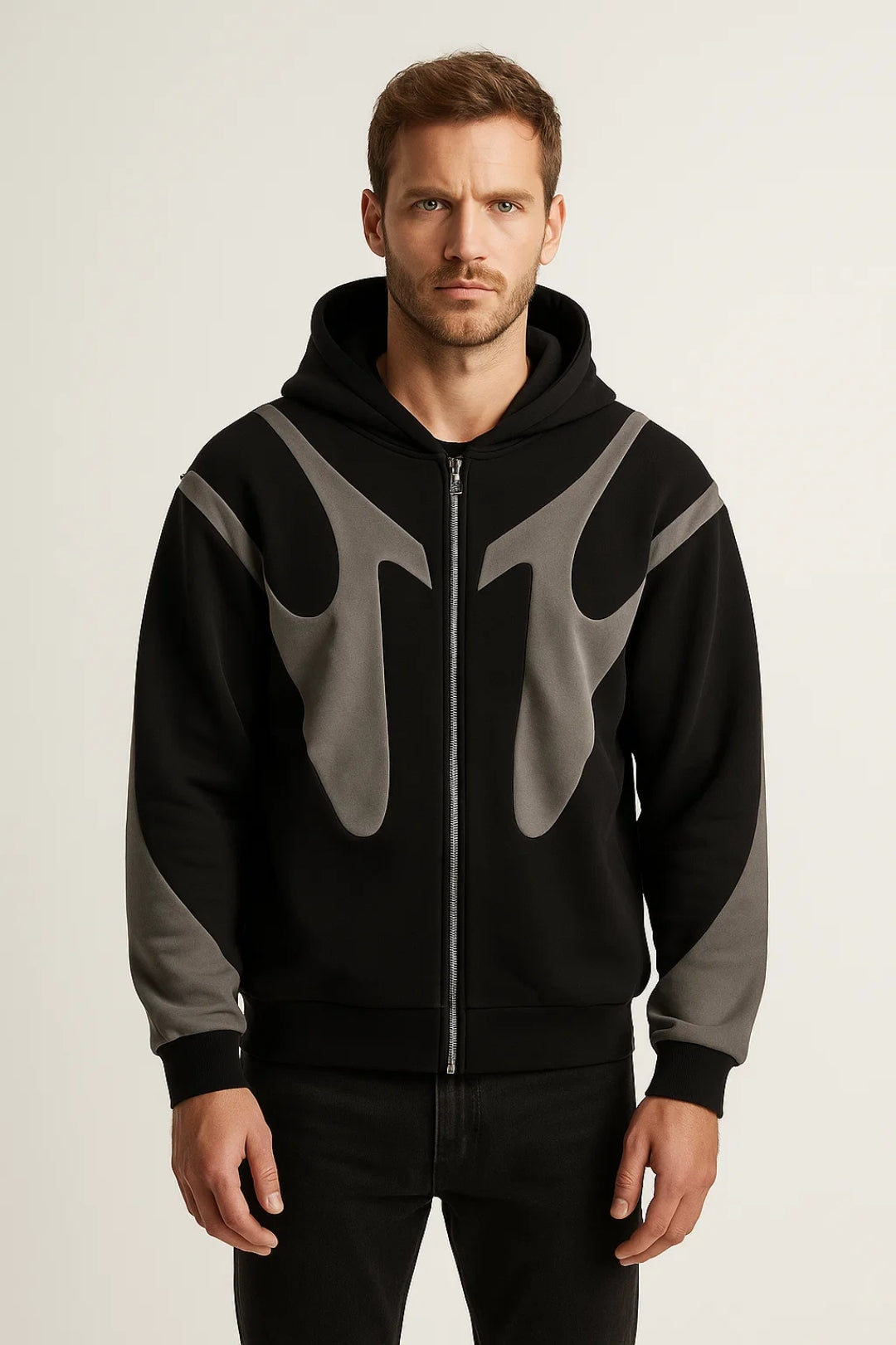 Men's Hoodie | Lightweight Zip Sweatshirt with Graphic Panel Details 2
