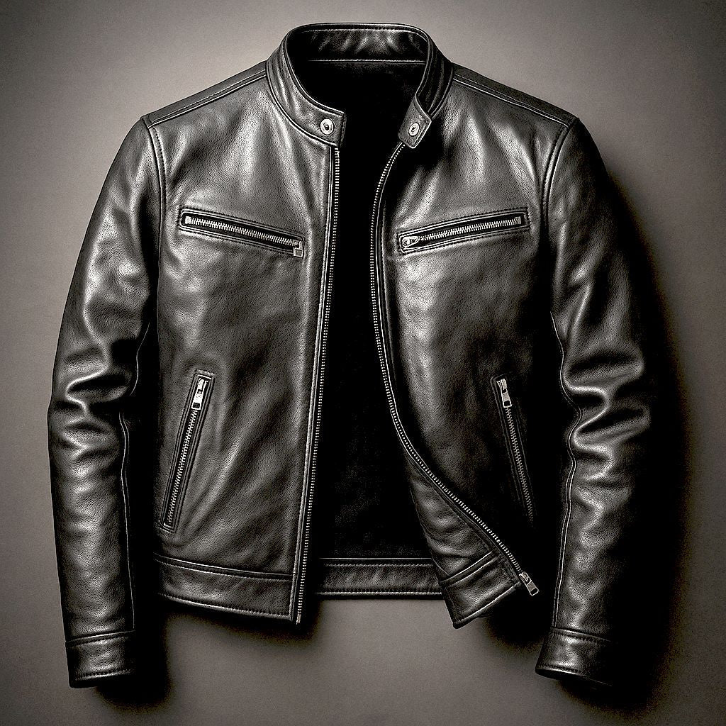 Men's Leather Biker Jacket | Distressed Moto Style Coat 4