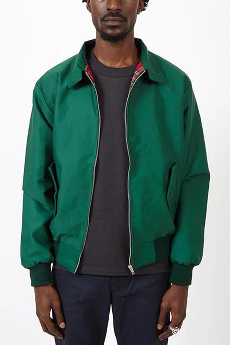 Men's Lightweight Harrington Jacket | Tartan Lined Zip-Up Outerwear 4