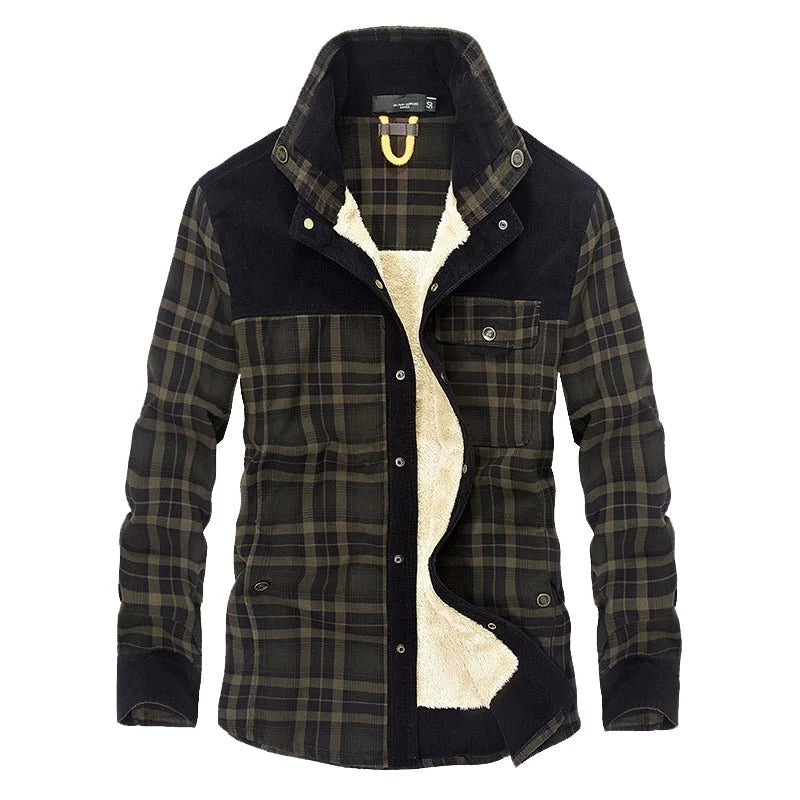 Men's Printed Field Jacket | Borg-Lined Cotton-Blend Outerwear 0