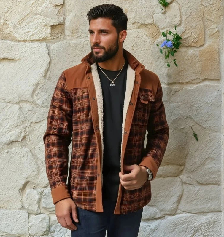 Men's Printed Field Jacket | Borg-Lined Cotton-Blend Outerwear 6