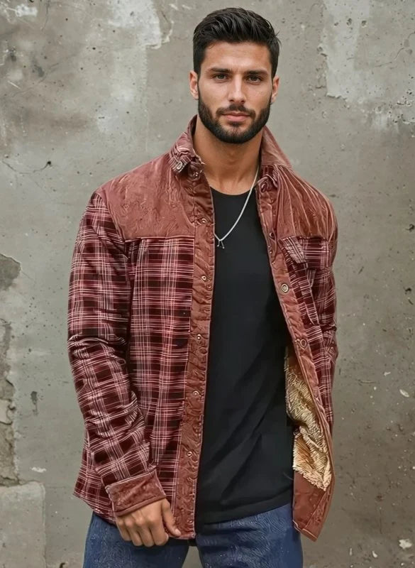 Men's Printed Field Jacket | Borg-Lined Cotton-Blend Outerwear 7