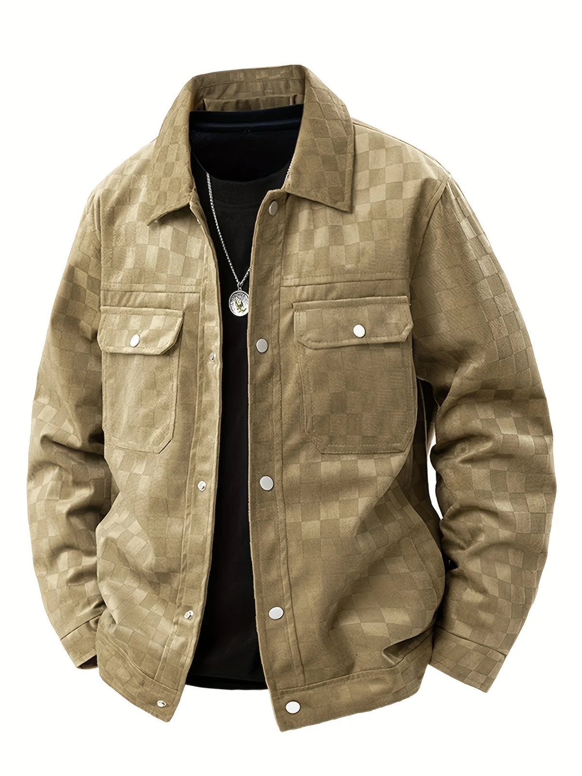 Men's Printed Utility Jacket | Snap Button Chest Pockets 1