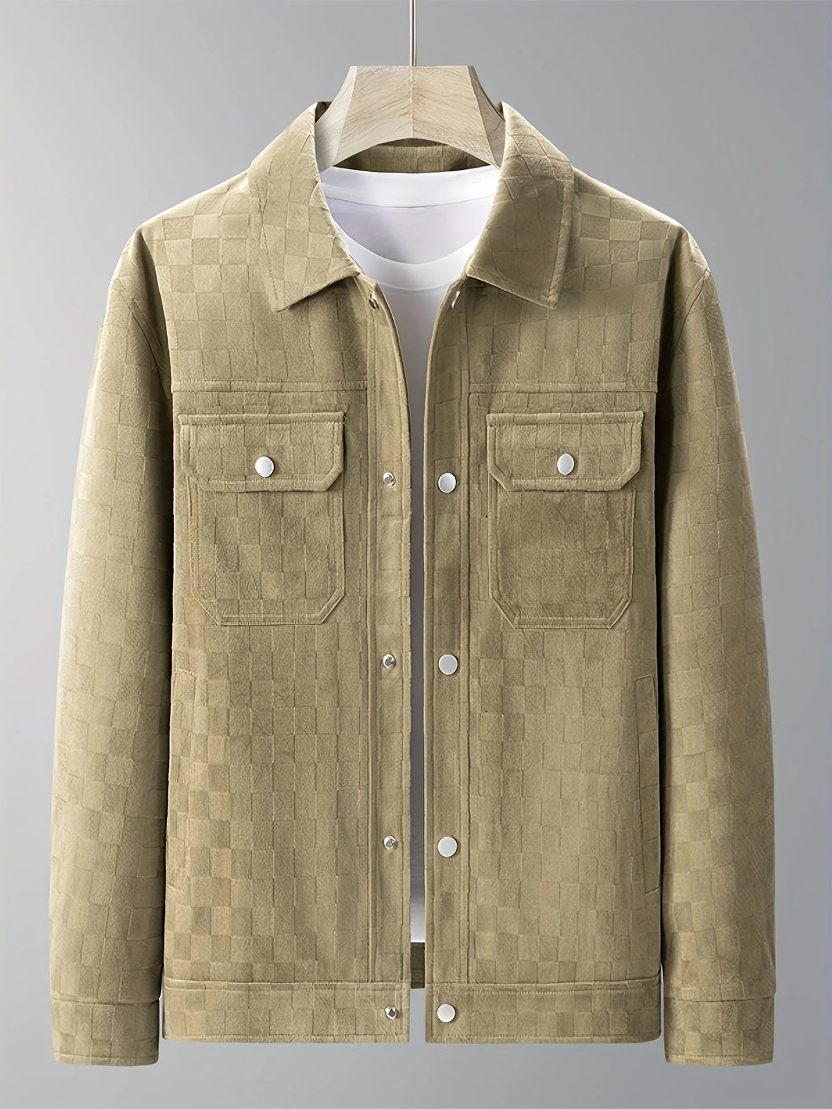 Men's Printed Utility Jacket | Snap Button Chest Pockets 6