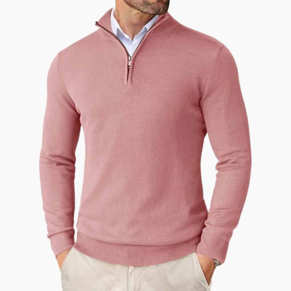 Men's Quarter-Zip Pullover | Lightweight Knit with Ribbed Hem 1