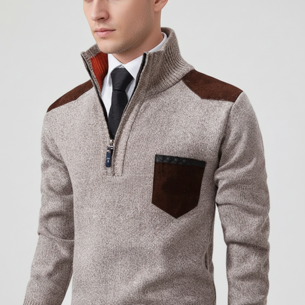 Men's Quarter-Zip Sweater with Chest Pocket | Soft Lightweight Knit 0