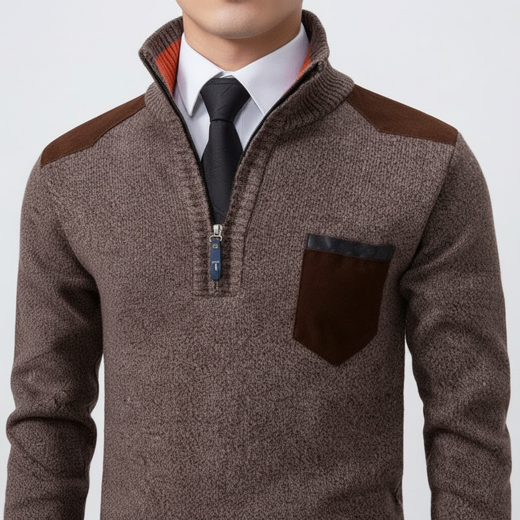 Men's Quarter-Zip Sweater with Chest Pocket | Soft Lightweight Knit 2