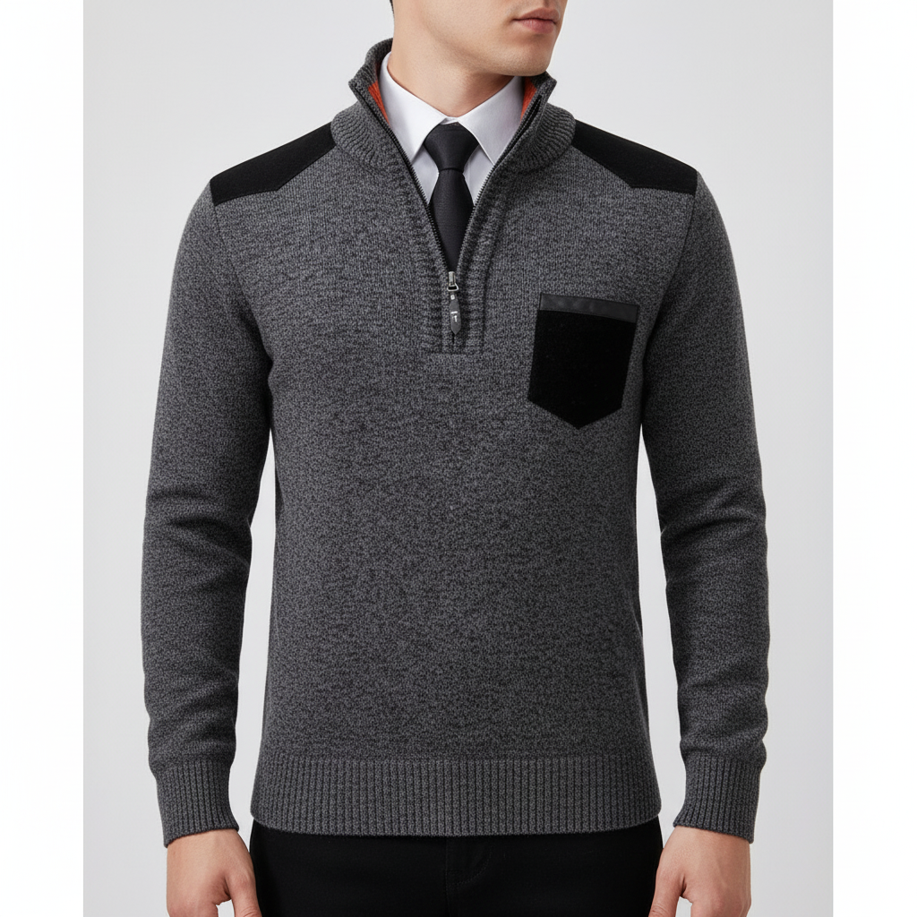 Men's Quarter-Zip Sweater with Chest Pocket | Soft Lightweight Knit 3