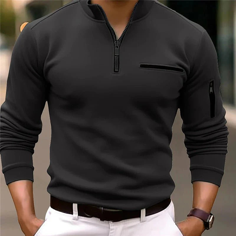 Men's Quarter-Zip Sweater with Functional Pockets 0