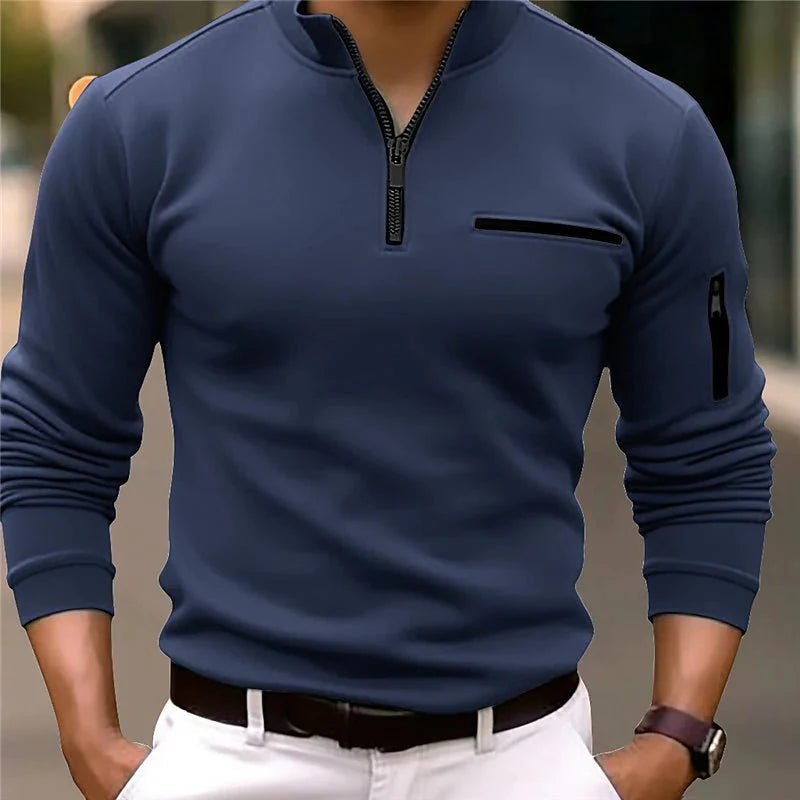 Men's Quarter-Zip Sweater with Functional Pockets 3