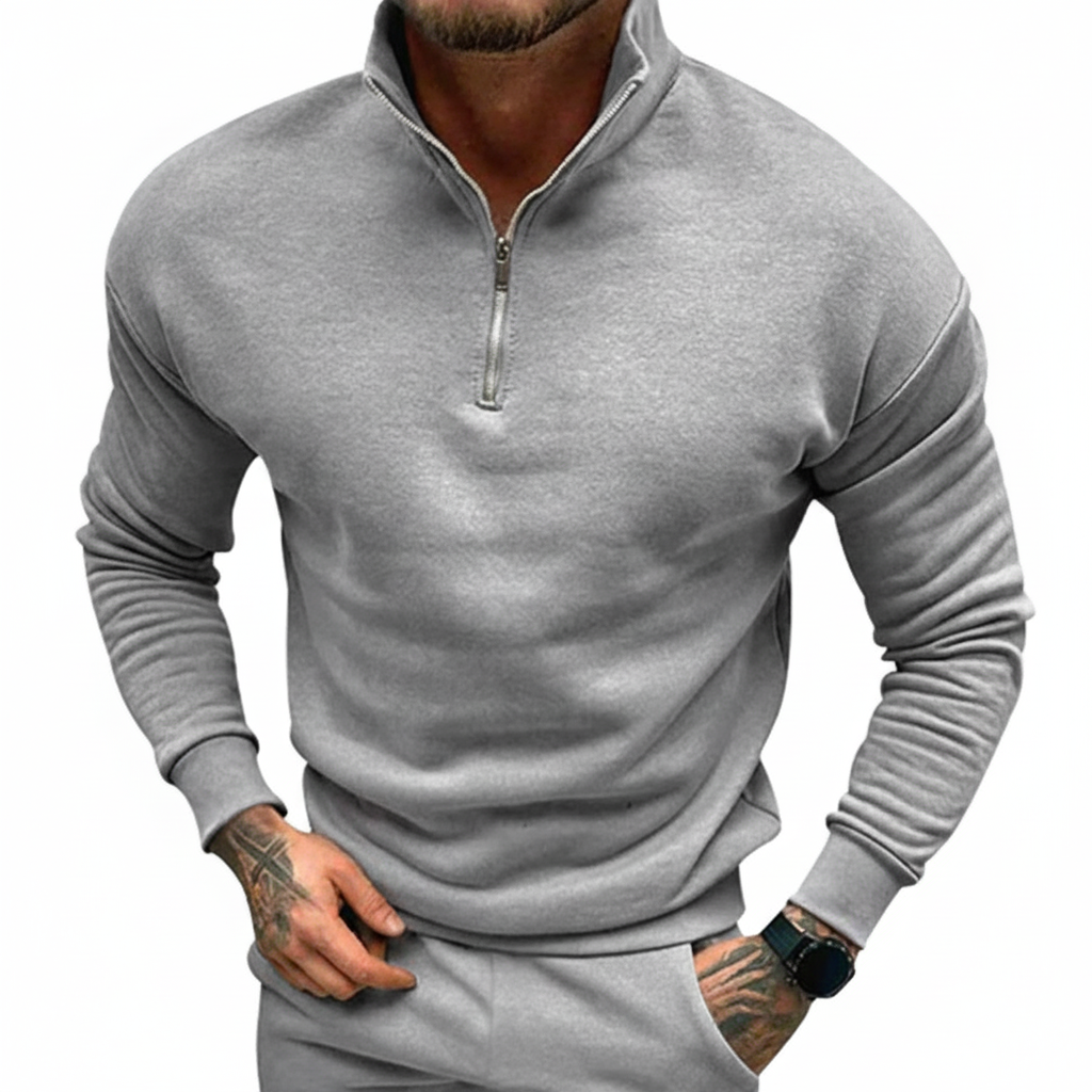 Men's Quarter-Zip Sweater with Stand-Up Collar | Slim Fit Knit 2