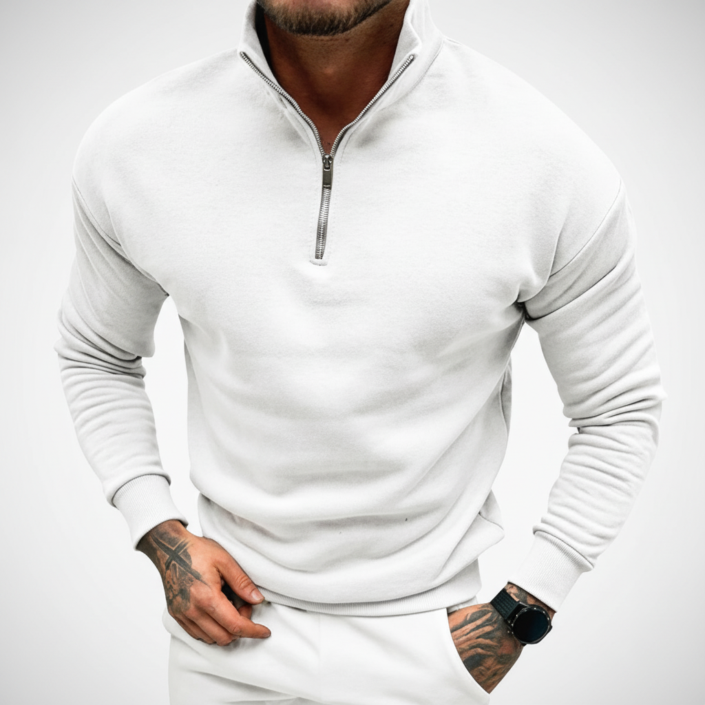 Men's Quarter-Zip Sweater with Stand-Up Collar | Slim Fit Knit 7