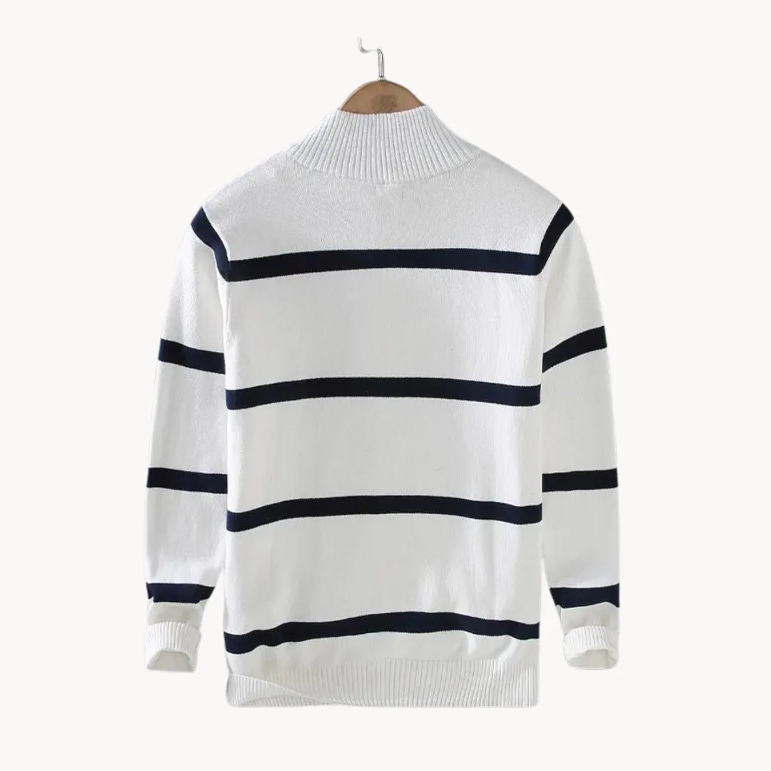 Men's Quarter Zip Sweater | Soft Knit Striped Casual Layering 6