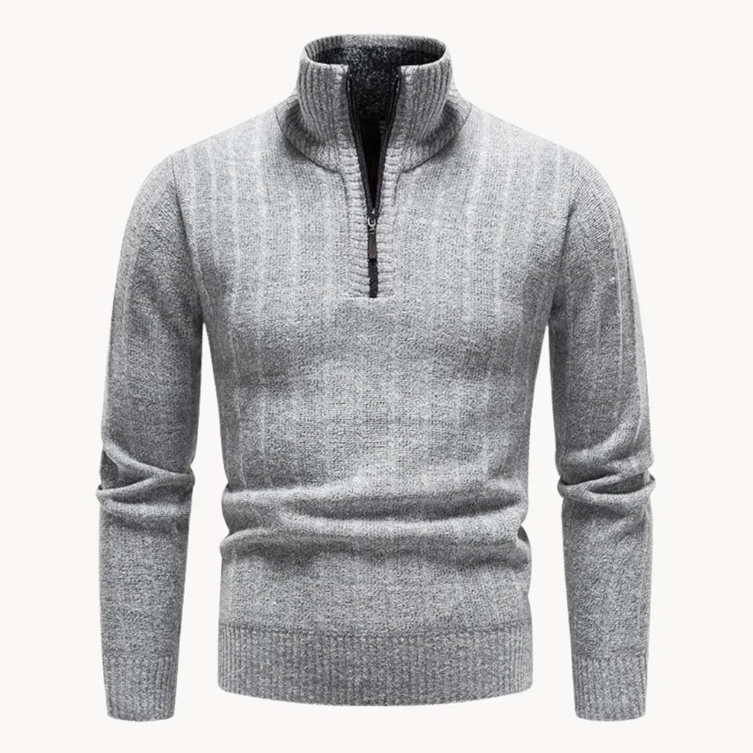 Men's Quarter Zip Sweater | Soft Ribbed Knit Casual Layering 0