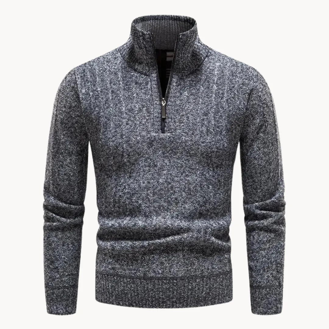Men's Quarter Zip Sweater | Soft Ribbed Knit Casual Layering 2