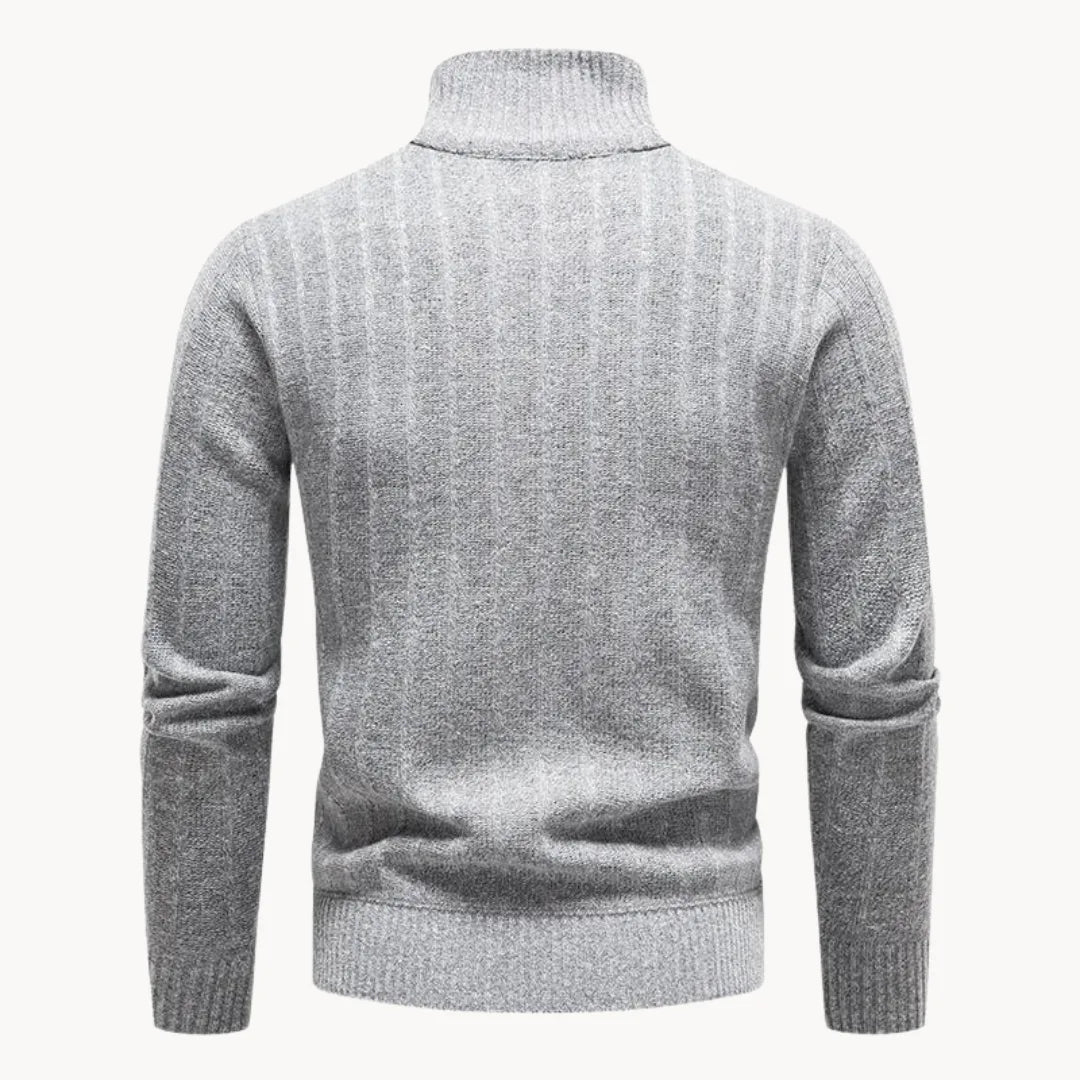 Men's Quarter Zip Sweater | Soft Ribbed Knit Casual Layering 3