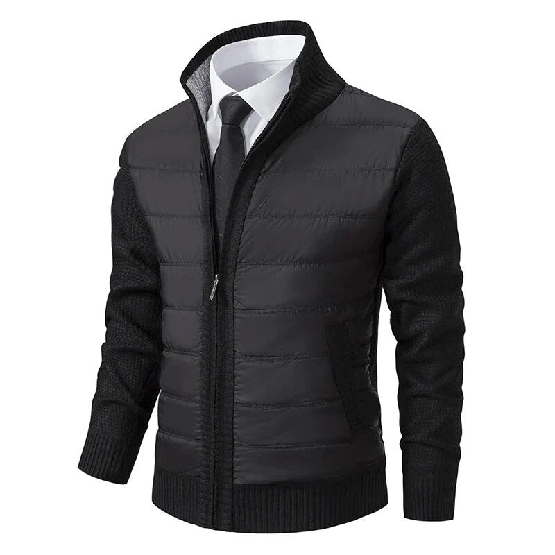 Men's Quilted Front Knit Jacket | Regular Fit Zip-Up Layer 1