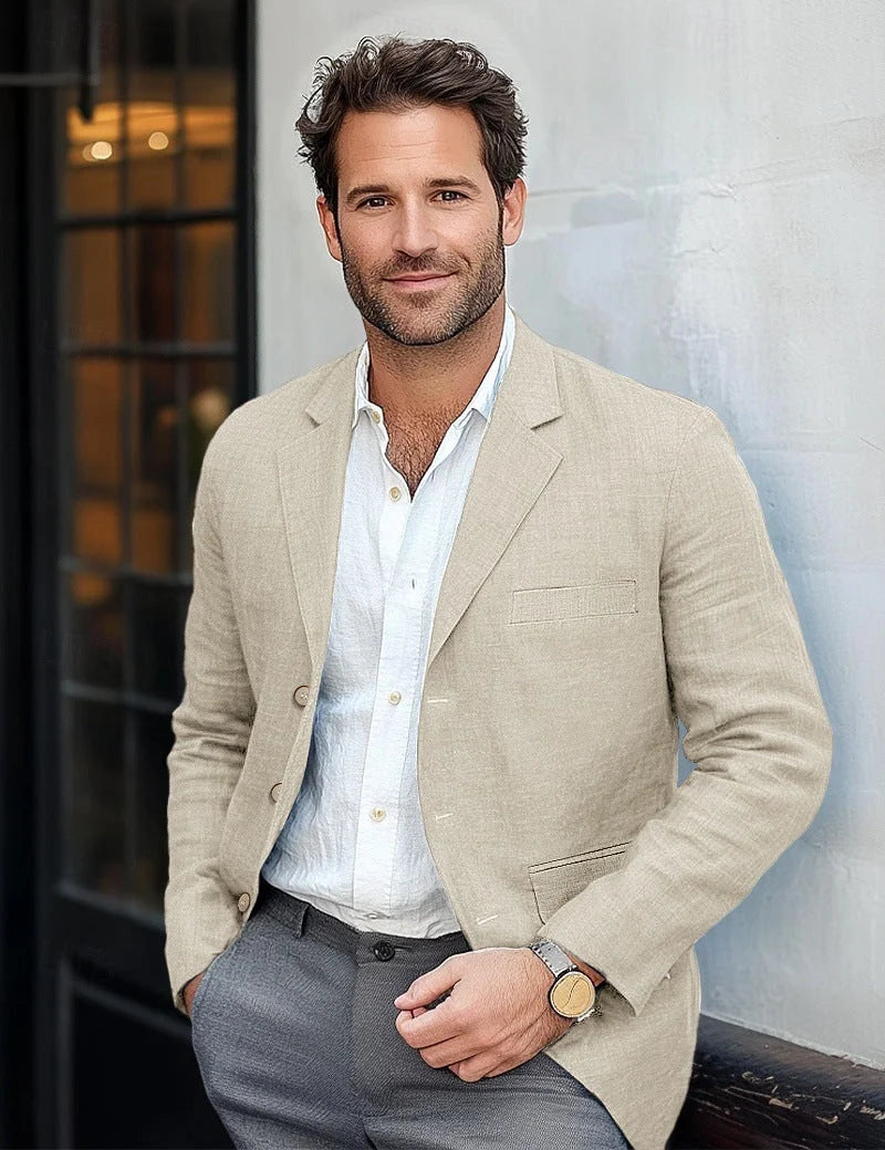 Men's Relaxed Tailored Blazer | Textured Notch Lapel Jacket 1