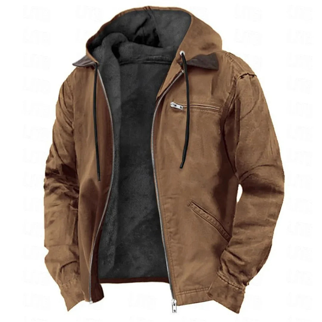 Men's Removable Hood Winter Jacket | Warm Full-Zip Outerwear 0