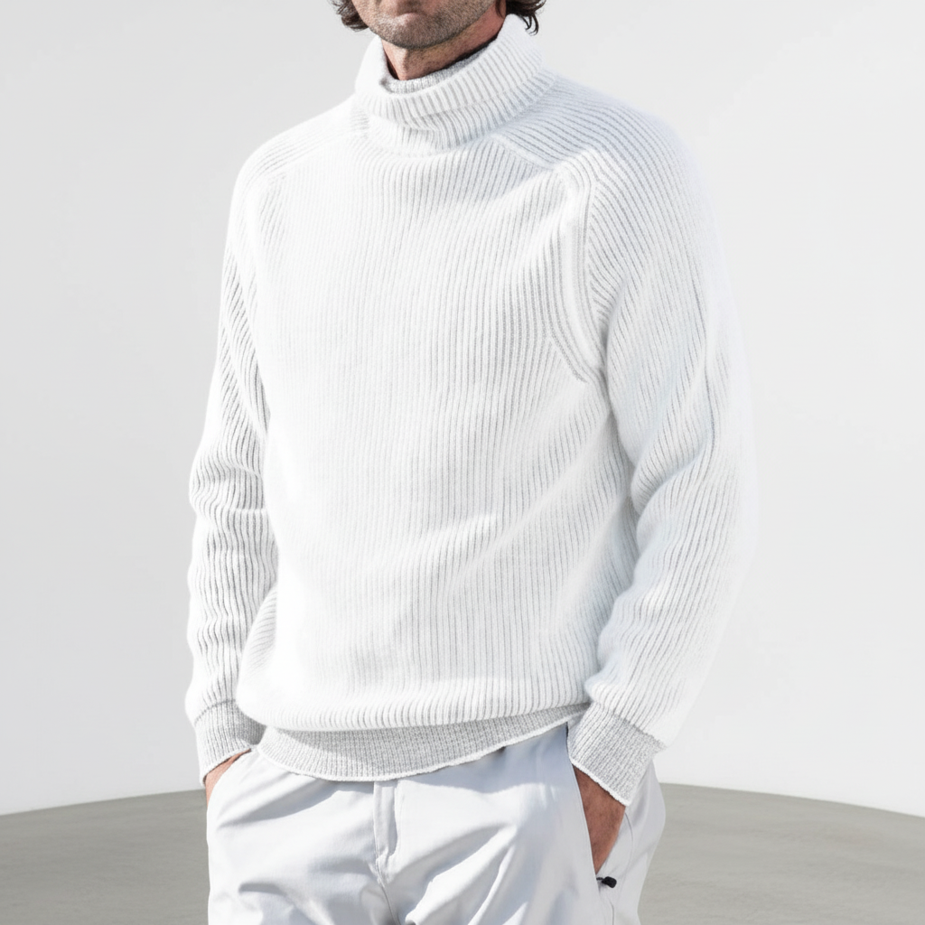 Men's Rib Knit Turtleneck Sweater with Raglan Sleeves 3