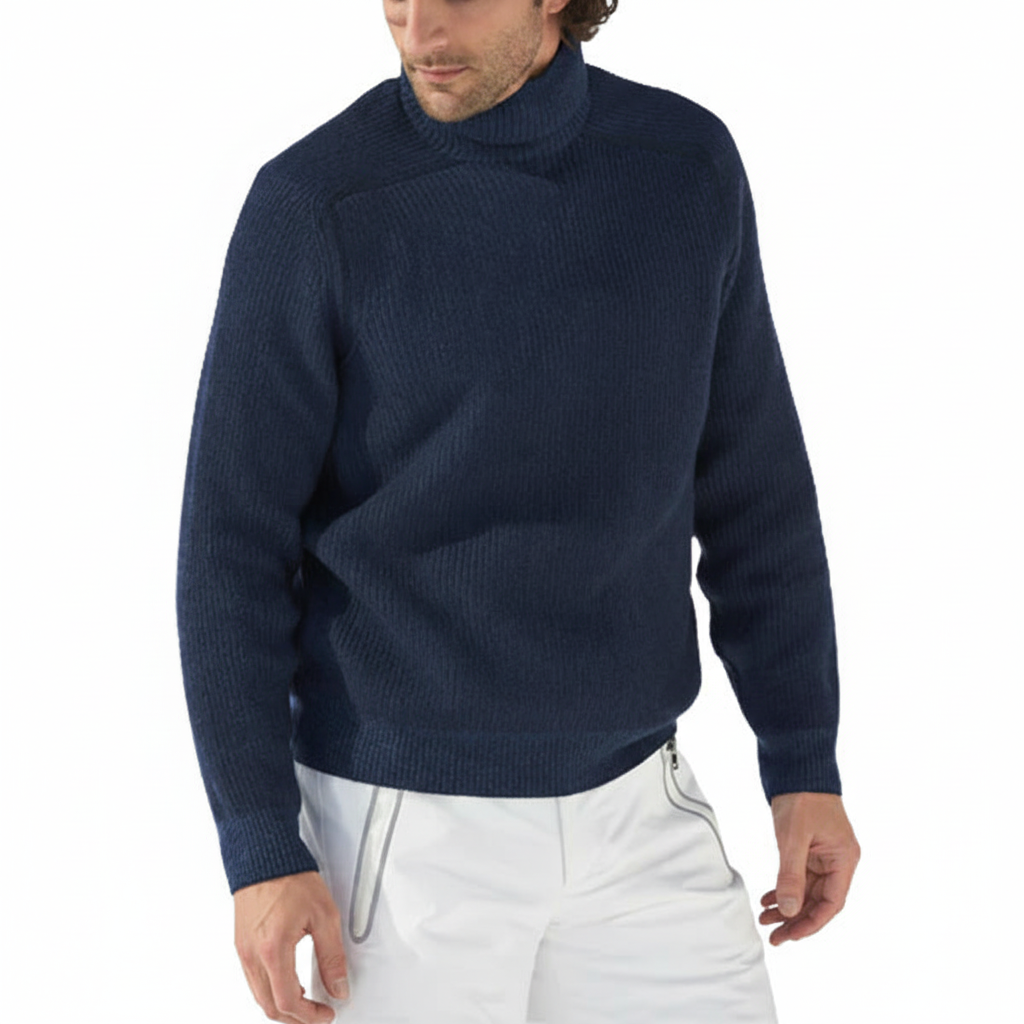 Men's Rib Knit Turtleneck Sweater with Raglan Sleeves 4