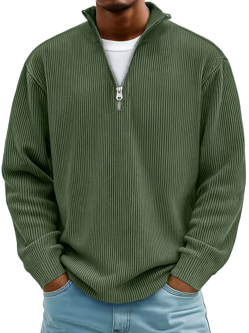 Men's Ribbed Half-Zip Sweater | Relaxed Oversized Fit Knitwear 6
