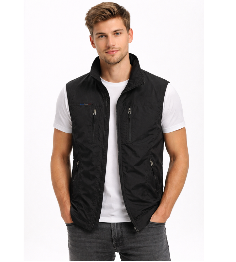 Men's Sleeveless Body Warmer | Lightweight Zipper Vest with Stand Collar 0