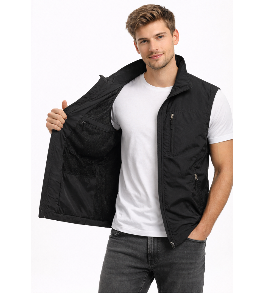 Men's Sleeveless Body Warmer | Lightweight Zipper Vest with Stand Collar 7