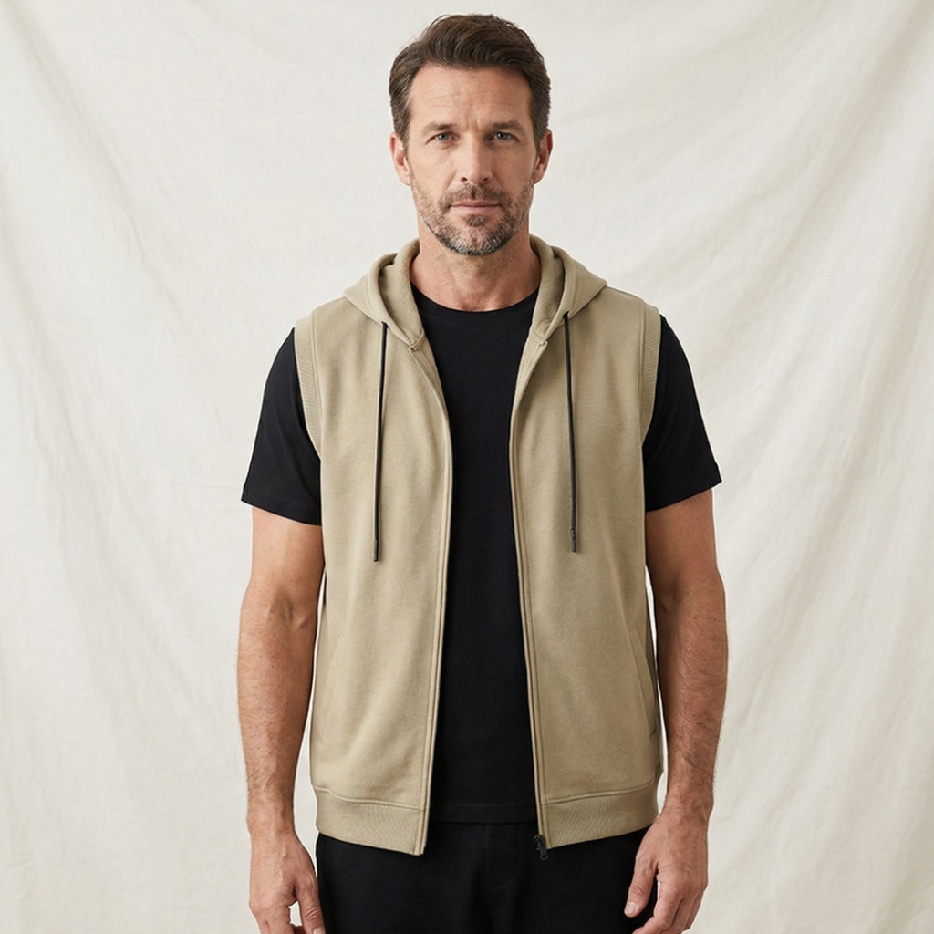Men's Sleeveless Training Hoodie Vest | Lightweight Zippered Layer 3